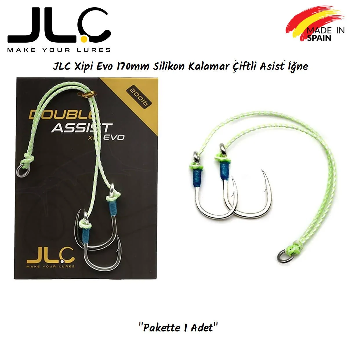 JLC Xipi Evo Silikon Kalamar 170mm Çiftli Asist İğne 1 Adet/Paket